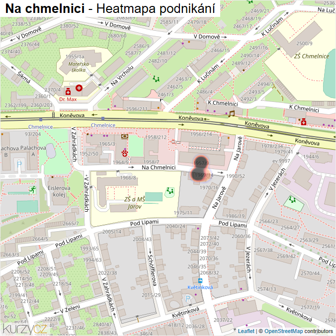 Mapa Na chmelnici - Firmy v ulici.