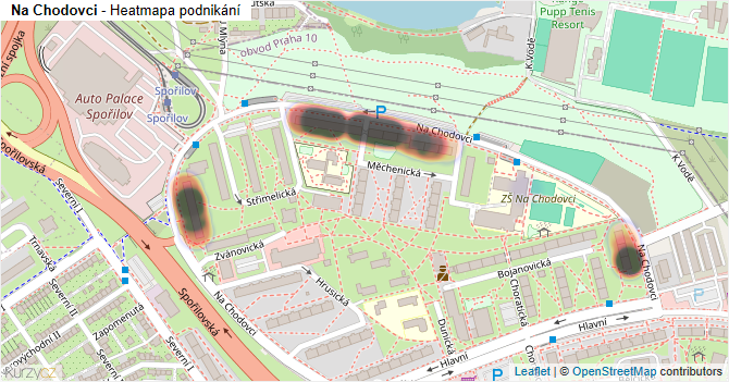 Na Chodovci - mapa podnikání