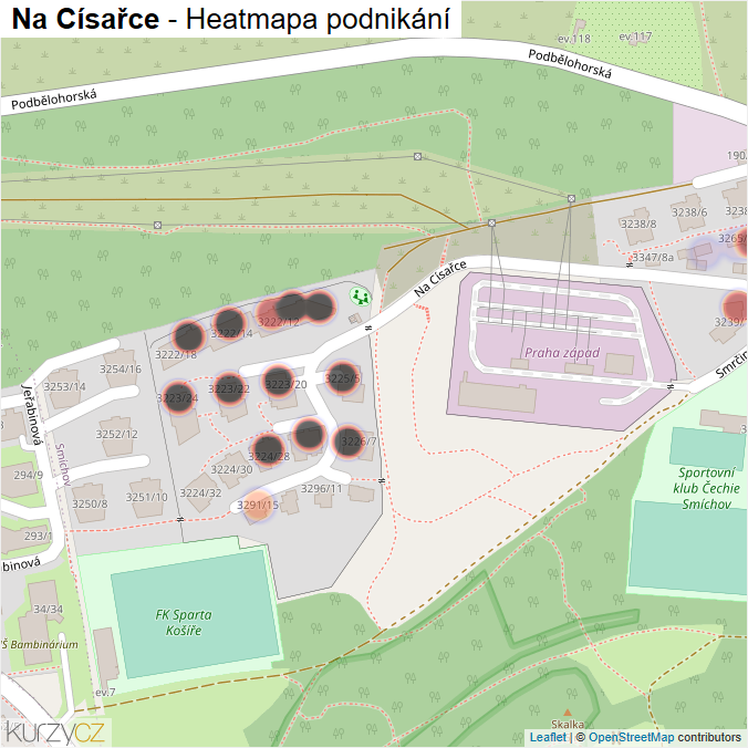 Mapa Na Císařce - Firmy v ulici.