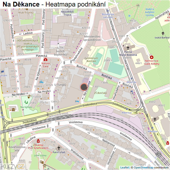 Mapa Na Děkance - Firmy v ulici.