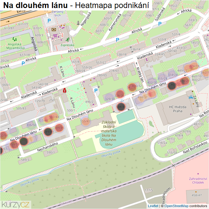Mapa Na dlouhém lánu - Firmy v ulici.