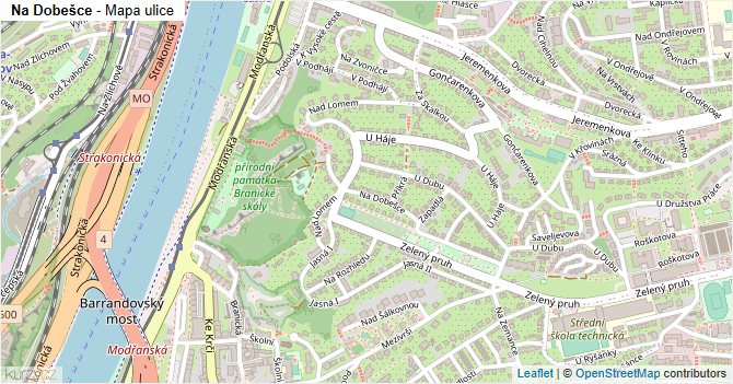 Na Dobešce - mapa ulice