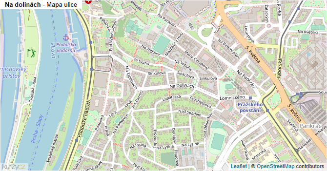 Na dolinách - mapa ulice