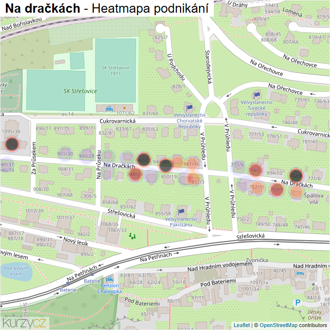 Mapa Na dračkách - Firmy v ulici.