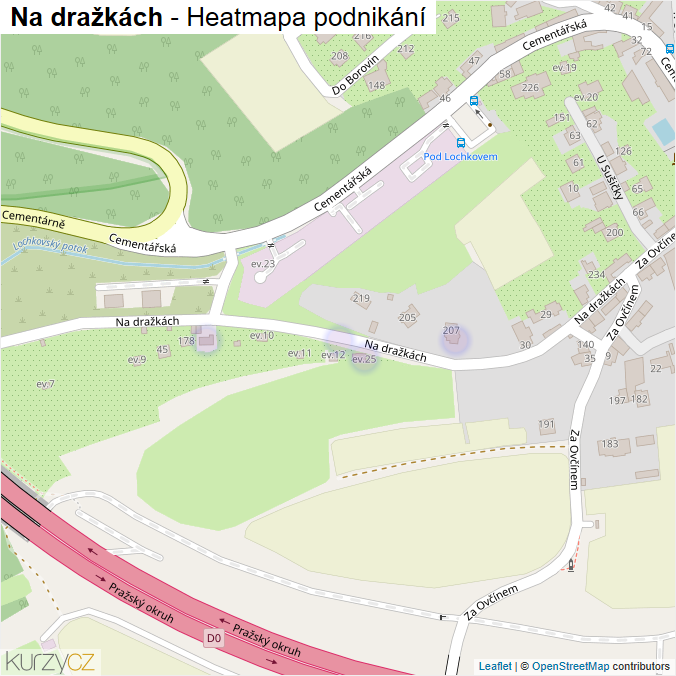 Mapa Na dražkách - Firmy v ulici.