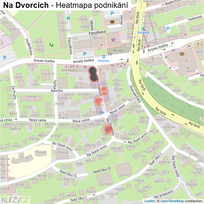 Mapa Na Dvorcích - Firmy v ulici.
