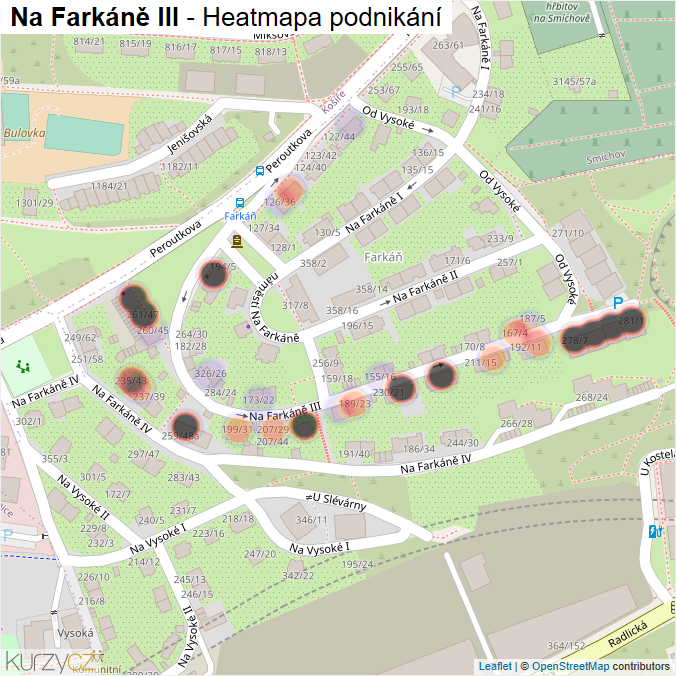 Mapa Na Farkáně III - Firmy v ulici.