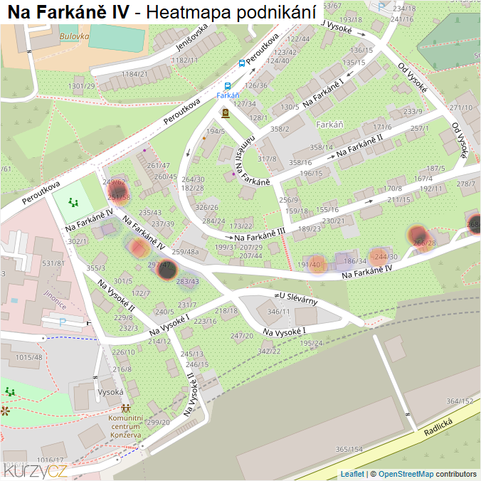 Mapa Na Farkáně IV - Firmy v ulici.