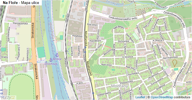 Na Floře - mapa ulice