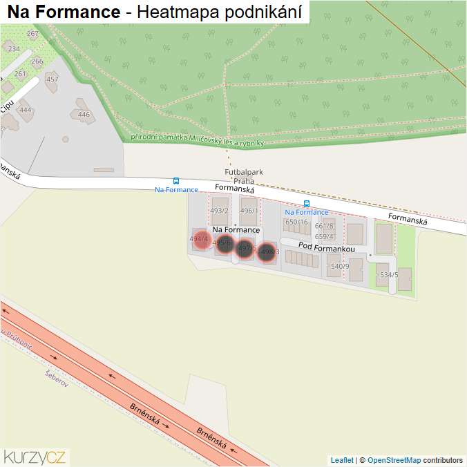 Mapa Na Formance - Firmy v ulici.
