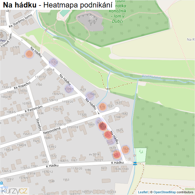 Mapa Na hádku - Firmy v ulici.