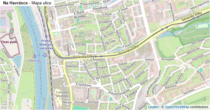Na Havránce - mapa ulice