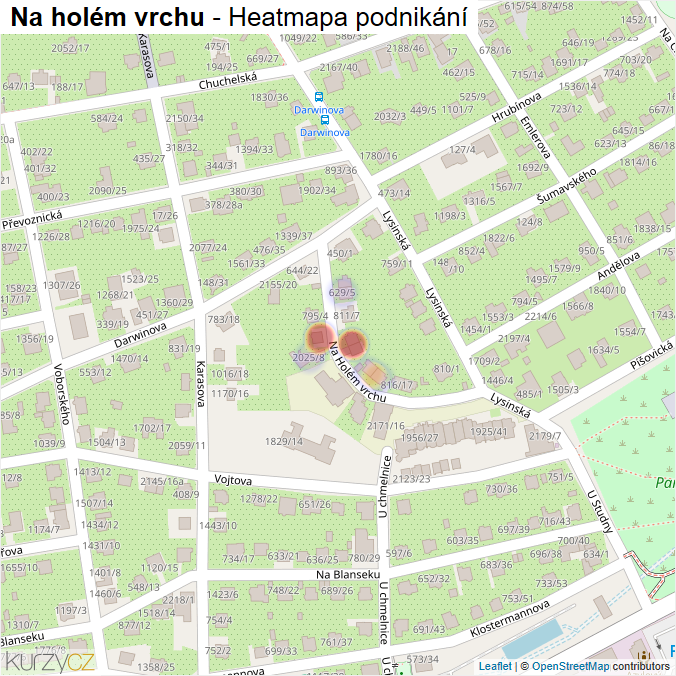 Mapa Na holém vrchu - Firmy v ulici.