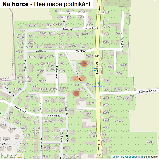Mapa Na horce - Firmy v ulici.