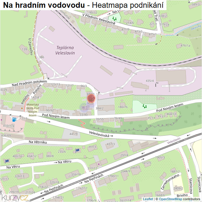 Mapa Na hradním vodovodu - Firmy v ulici.