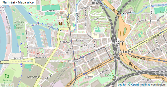 Na hrázi - mapa ulice