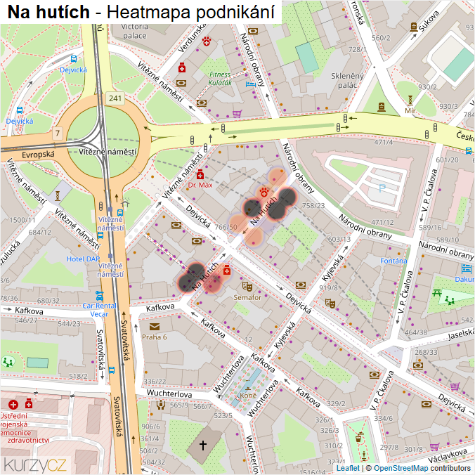 Mapa Na hutích - Firmy v ulici.