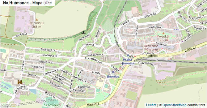 Na Hutmance - mapa ulice