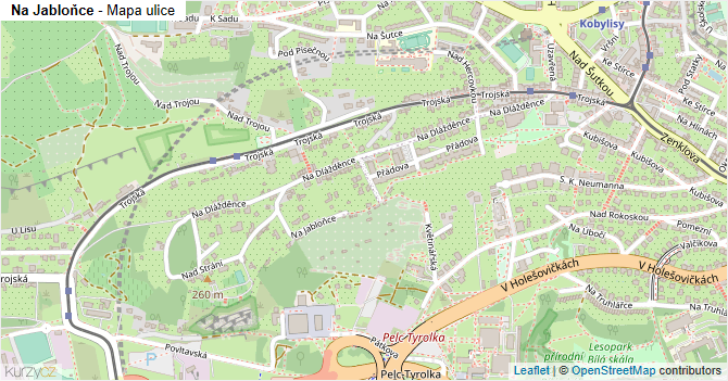 Na Jabloňce - mapa ulice