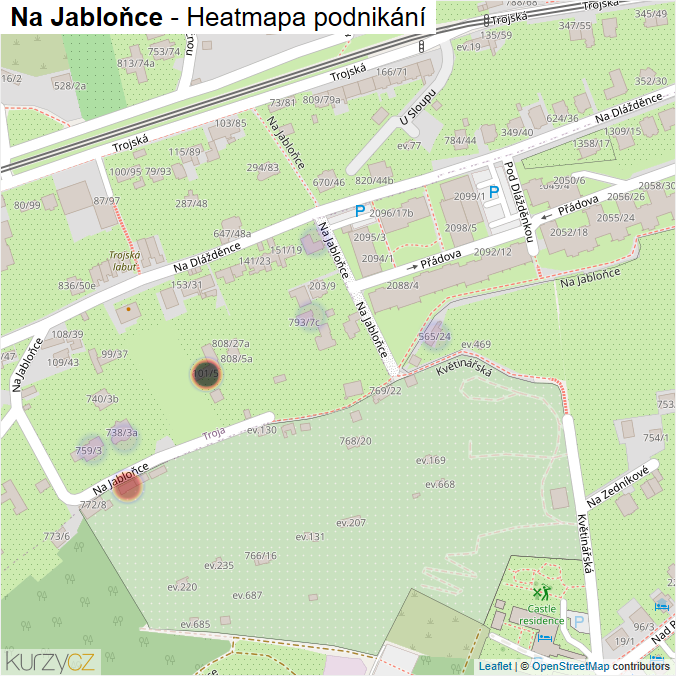 Mapa Na Jabloňce - Firmy v ulici.
