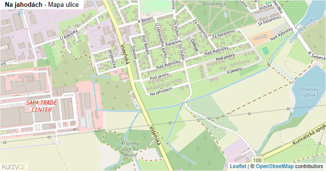 Na jahodách - mapa ulice
