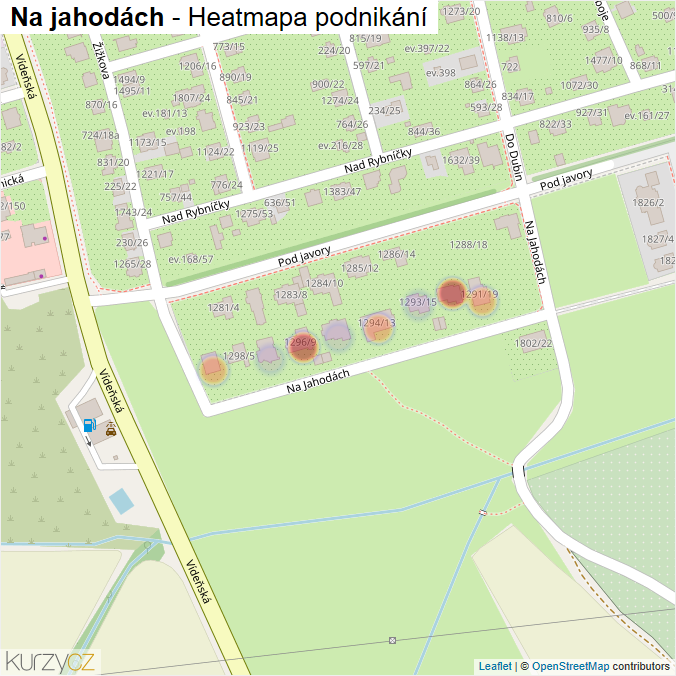 Mapa Na jahodách - Firmy v ulici.