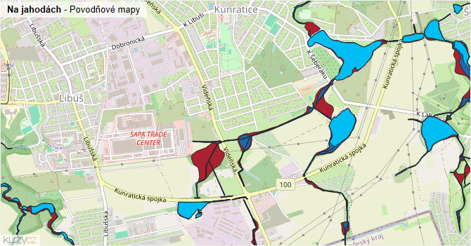 Na jahodách - záplavové mapy stoleté vody