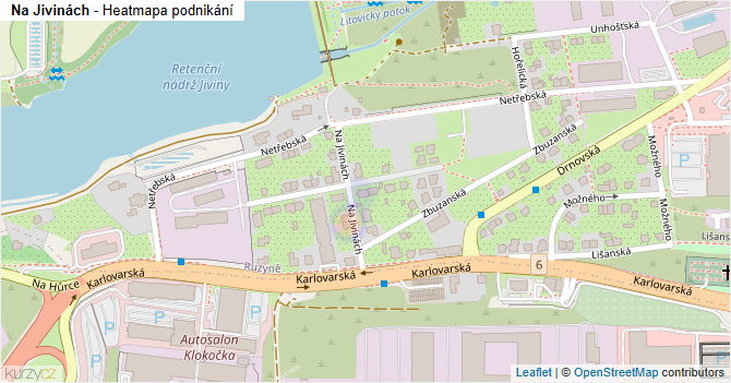 Na Jivinách - mapa podnikání