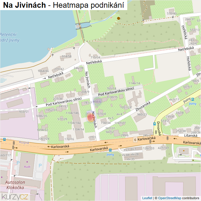 Mapa Na Jivinách - Firmy v ulici.