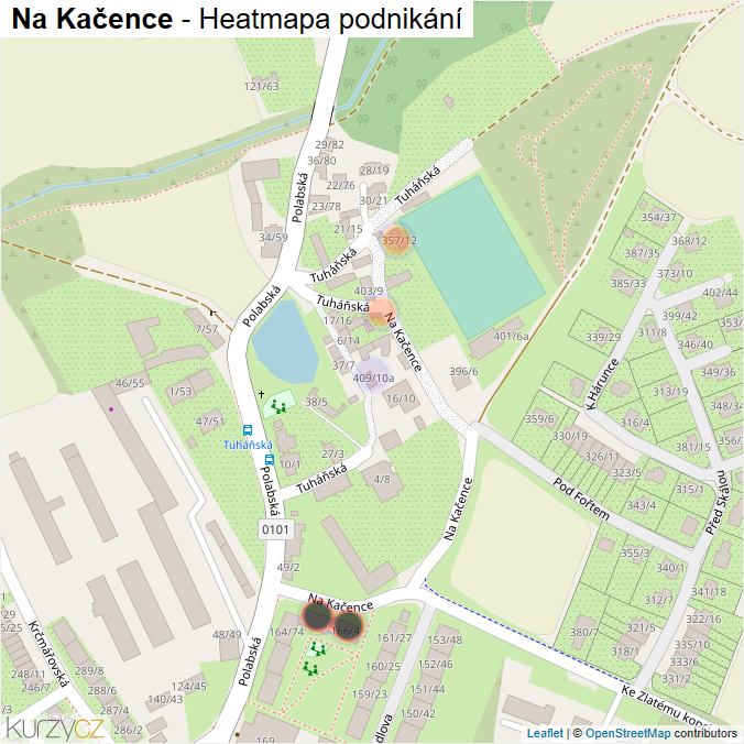 Mapa Na Kačence - Firmy v ulici.