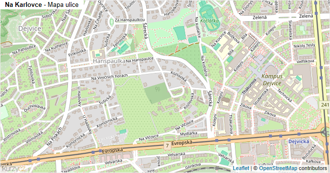 Na Karlovce - mapa ulice