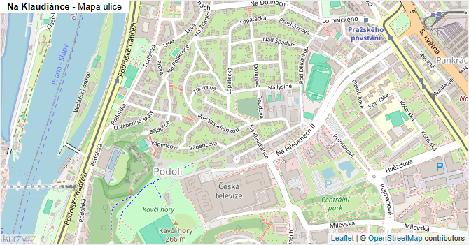 Na Klaudiánce - mapa ulice