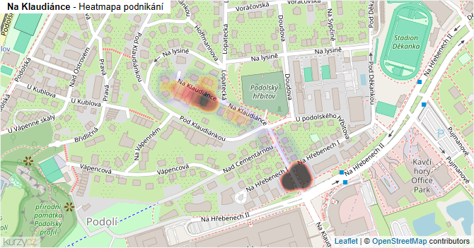 Na Klaudiánce - mapa podnikání