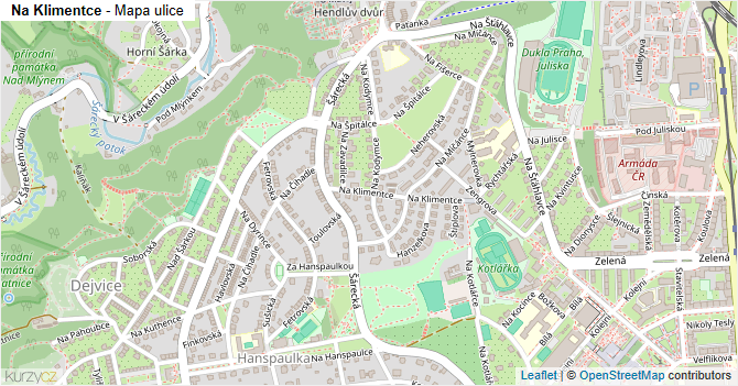 Na Klimentce - mapa ulice