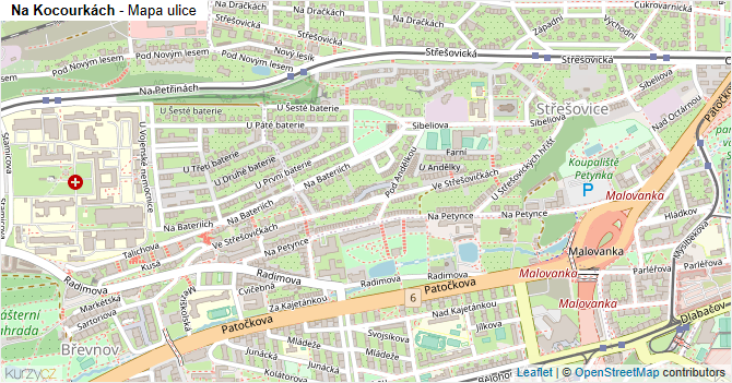 Na Kocourkách - mapa ulice