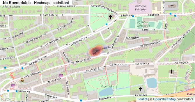 Na Kocourkách - mapa podnikání