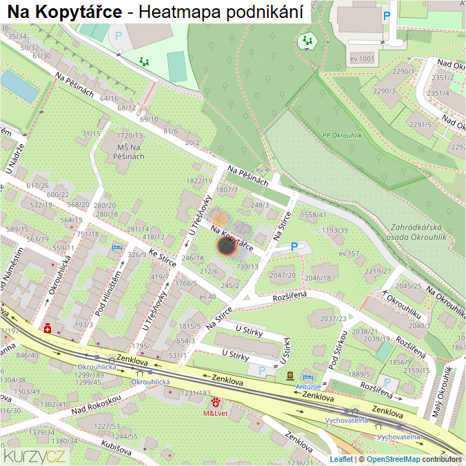 Mapa Na Kopytářce - Firmy v ulici.