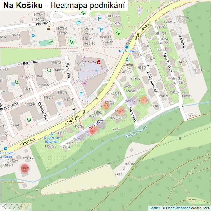 Mapa Na Košíku - Firmy v ulici.