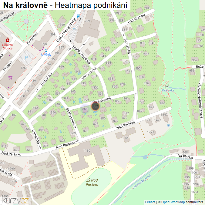 Mapa Na královně - Firmy v ulici.