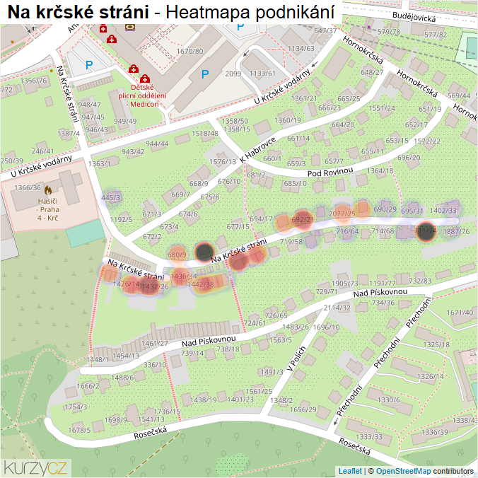 Mapa Na krčské stráni - Firmy v ulici.