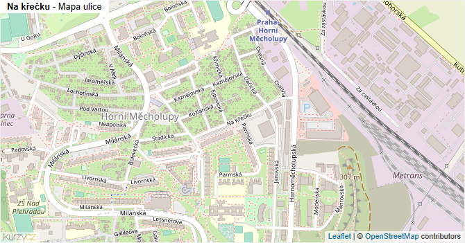 Na křečku - mapa ulice