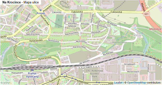 Na Krocínce - mapa ulice