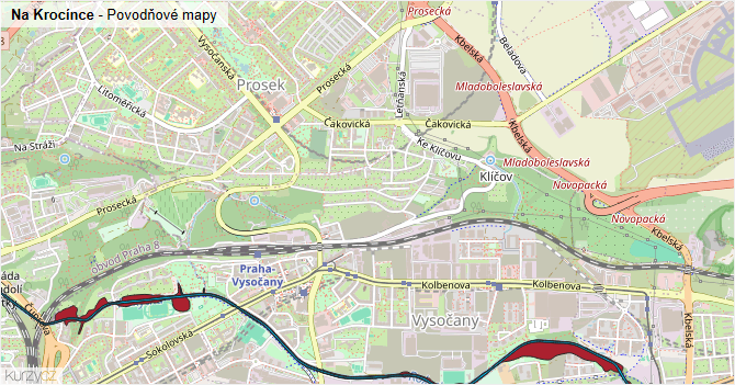 Na Krocínce - záplavové mapy stoleté vody