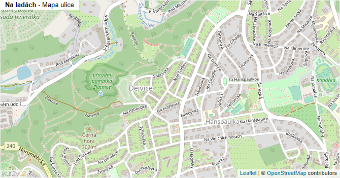 Na ladách - mapa ulice