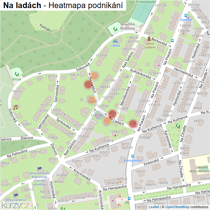 Mapa Na ladách - Firmy v ulici.