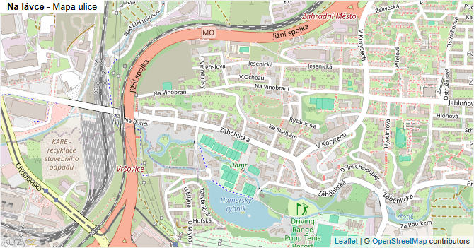 Na lávce - mapa ulice