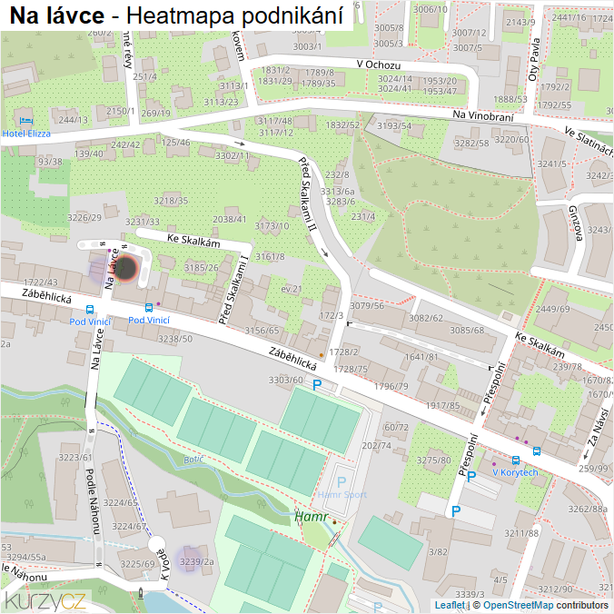 Mapa Na lávce - Firmy v ulici.
