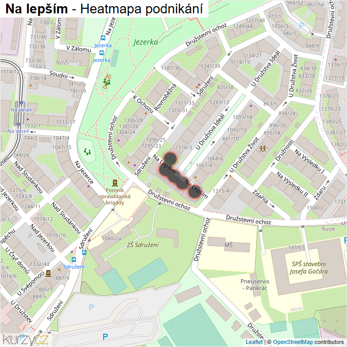 Mapa Na lepším - Firmy v ulici.