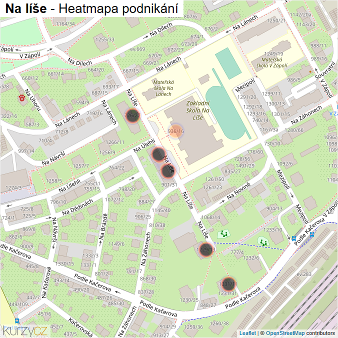 Mapa Na líše - Firmy v ulici.