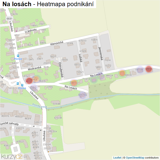 Mapa Na losách - Firmy v ulici.